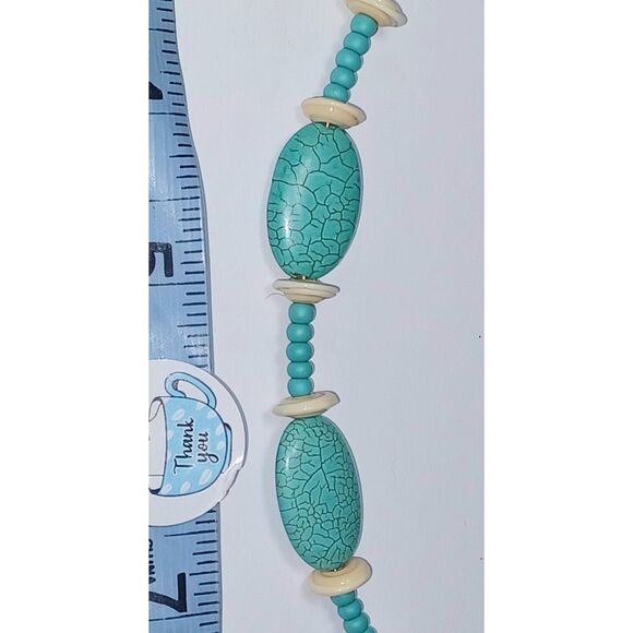 Handmade Sea Jasper focal Choker 15-inch blue, greens, & cream mix of materials! - Picture 6 of 6